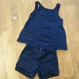 Gap Girls Navy Eyelet Lace Sleeveless Top with Matching Navy Shorts Size‎ 6